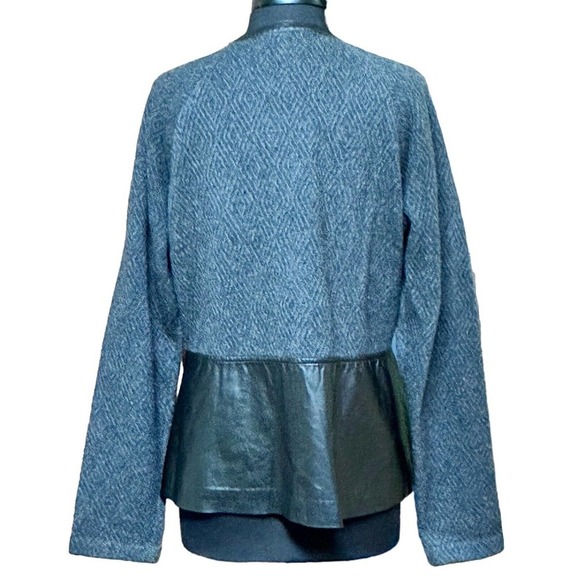Pendleton Jacket‎ Women's Sz XL Lambs Wool & Leather Grey & Black Front Pockets - Picture 5 of 12